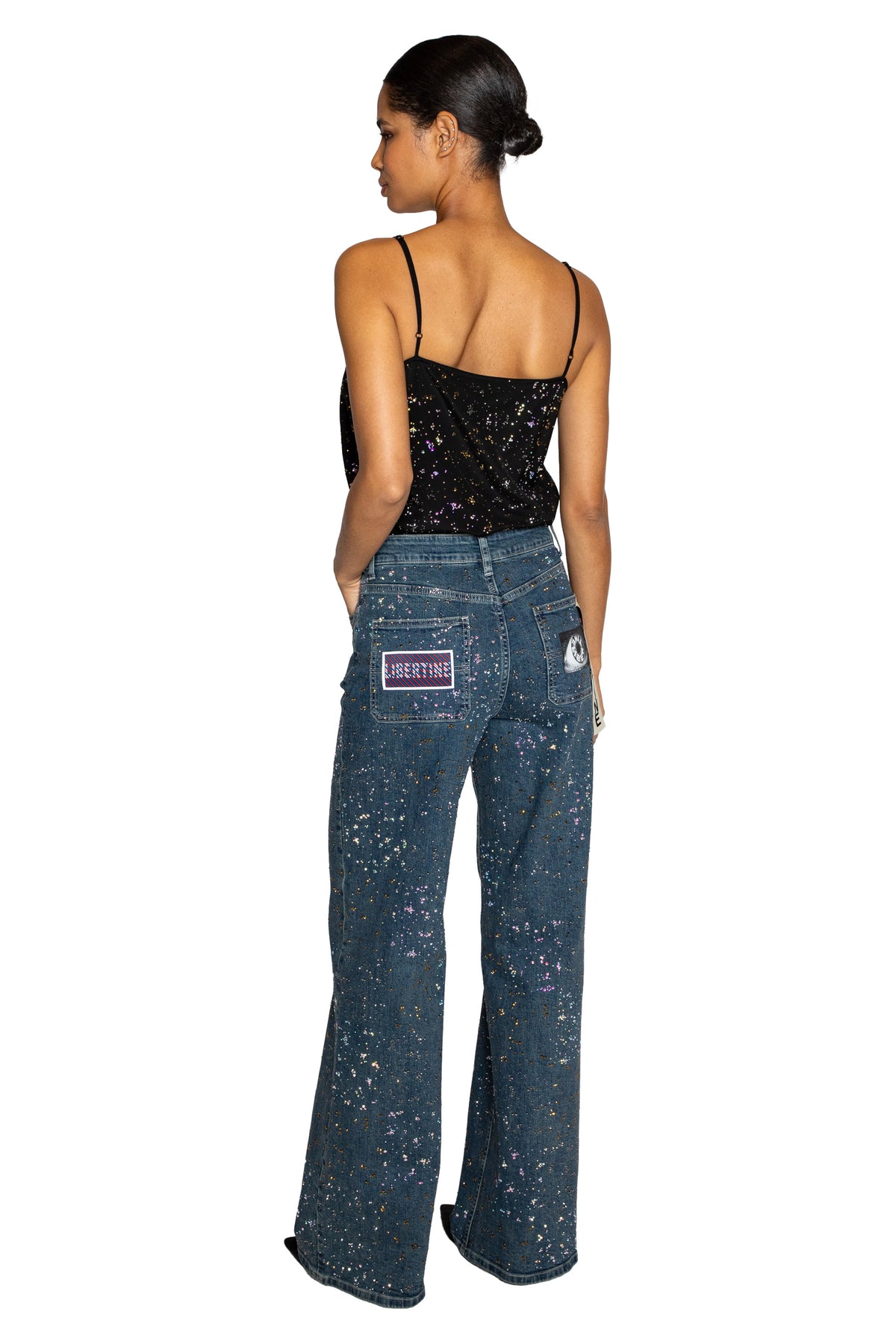 'METEOR SHOWER' BAGGY JEAN WITH BACK LABELS - - Libertine