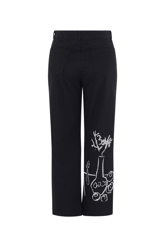 'STILL LIFE CRYSTAL' CROPPED WIDE LEG PANT - - Libertine