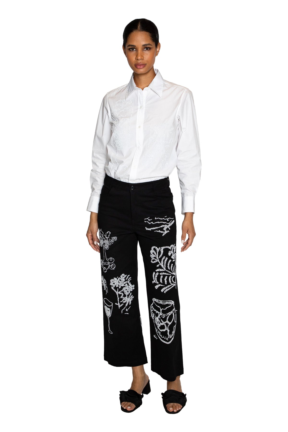 'STILL LIFE CRYSTAL' CROPPED WIDE LEG PANT - - Libertine