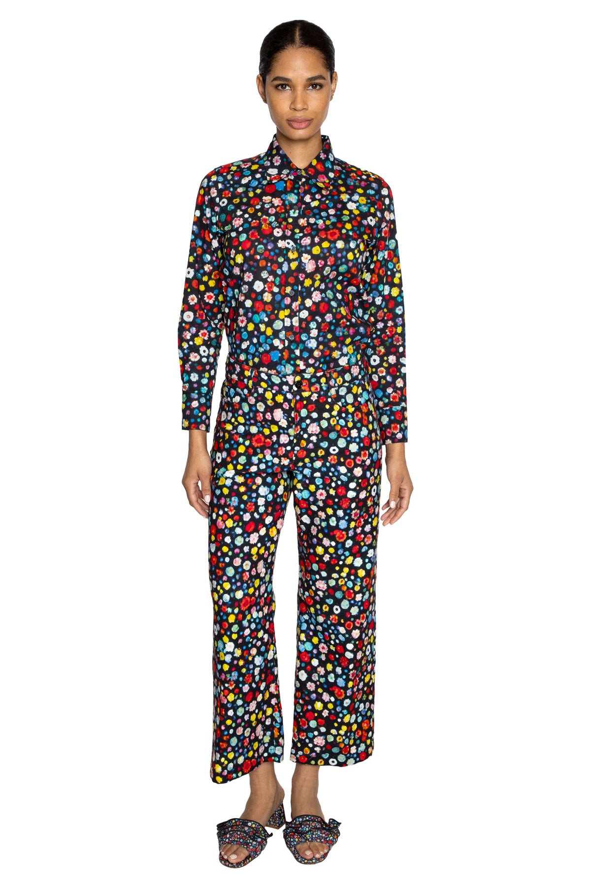 'FLOWER GEMS' CROPPED WIDE LEG PANT - - Libertine