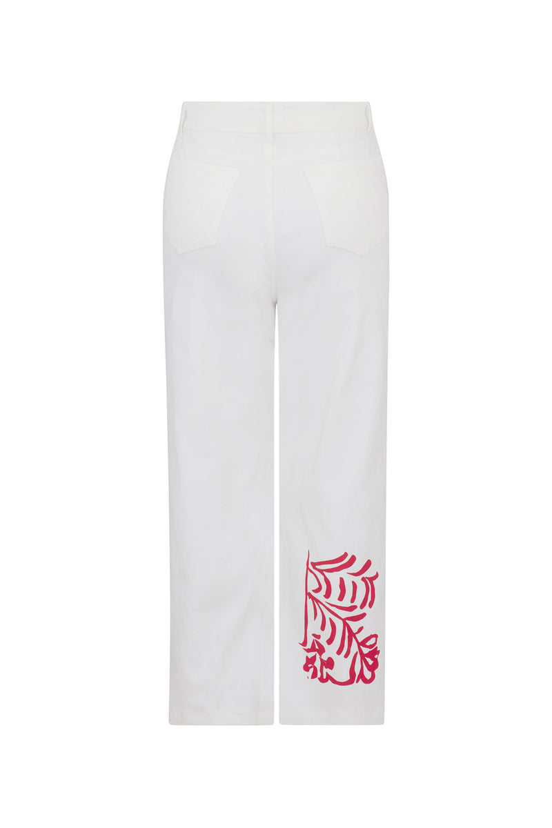 'STILL LIFE SILK SCREEN' CROPPED WIDE LEG PANT - - Libertine