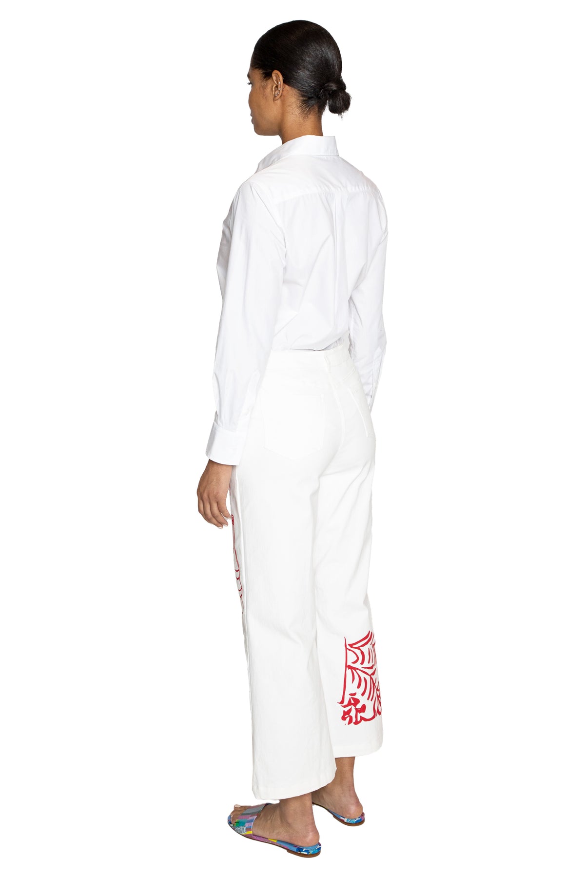 'STILL LIFE SILK SCREEN' CROPPED WIDE LEG PANT - - Libertine