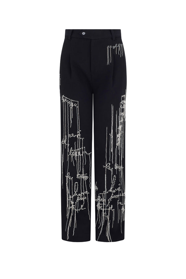 'BODY LANGUAGE' HAND EMBROIDERY BAGGY TROUSER - - Libertine