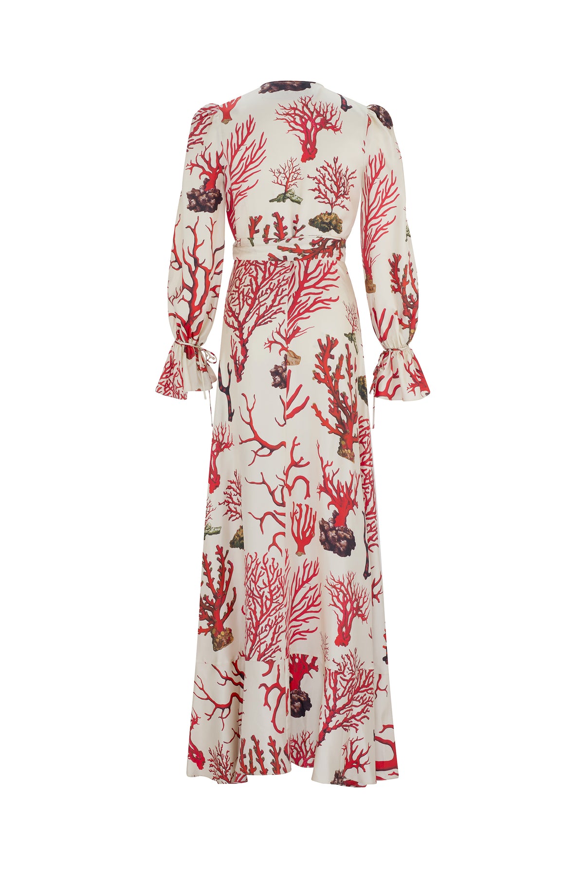 'VENETIAN CORAL' TIE SLEEVE WRAP DRESS - - Libertine