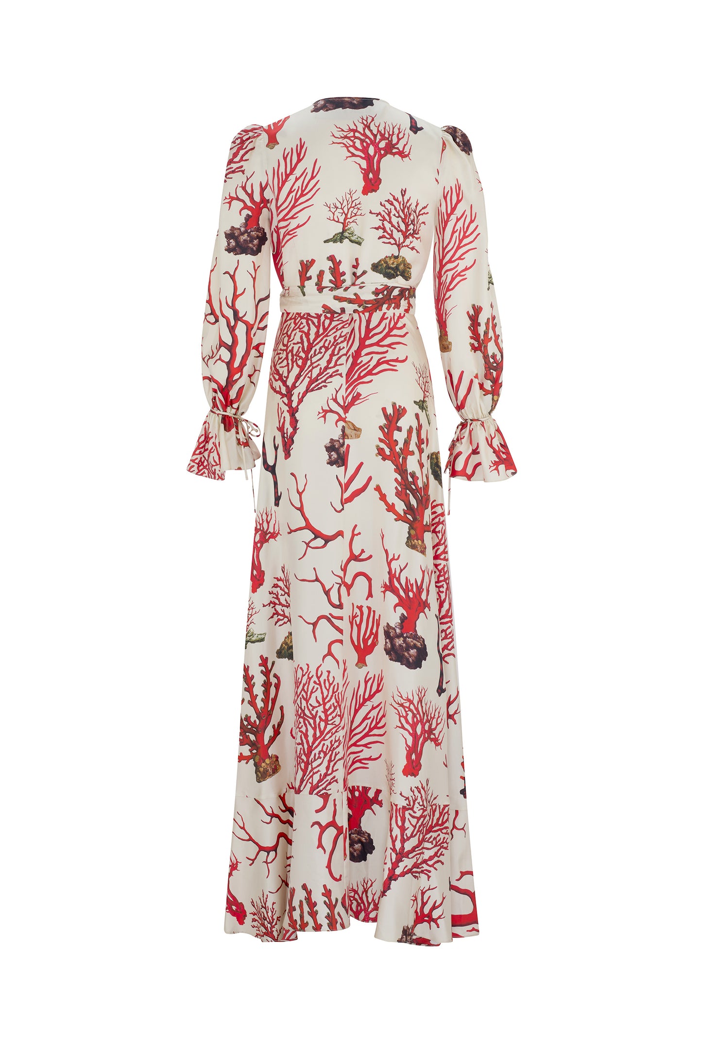'VENETIAN CORAL' TIE SLEEVE WRAP DRESS - - Libertine