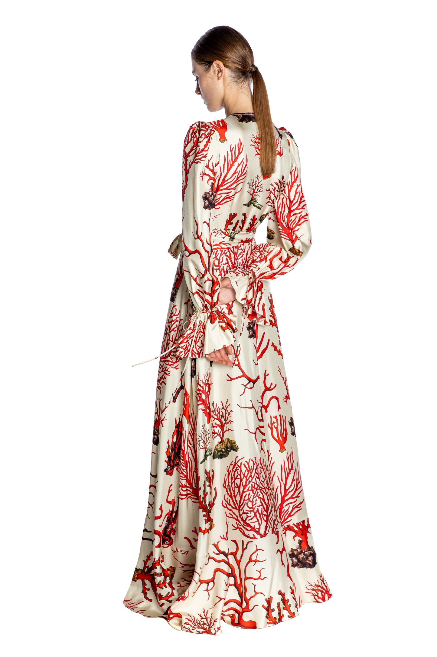 'VENETIAN CORAL' TIE SLEEVE WRAP DRESS - - Libertine