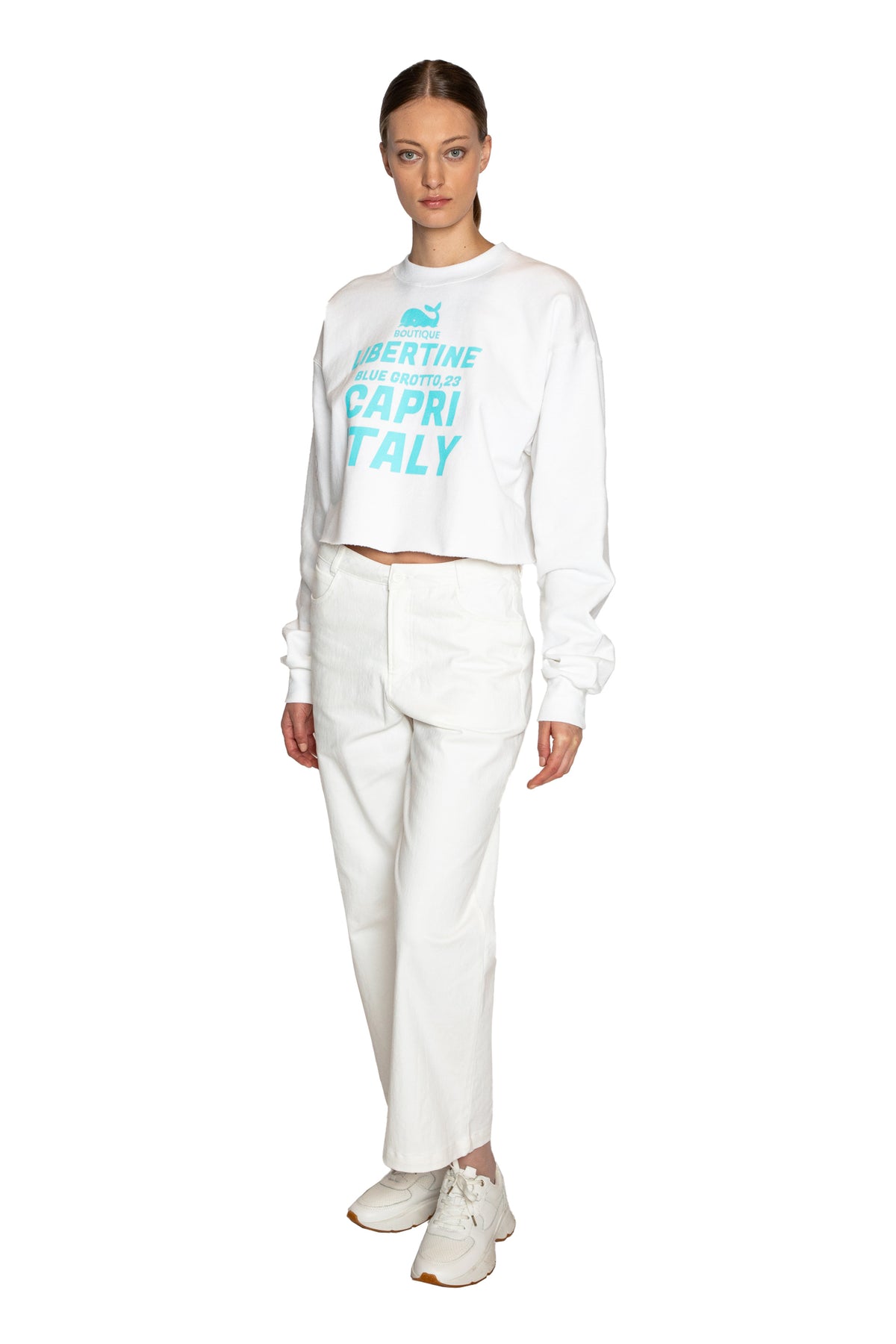 'OTW TO CAPRI' CROPPED CREWNECK SWEATSHIRT - - Libertine