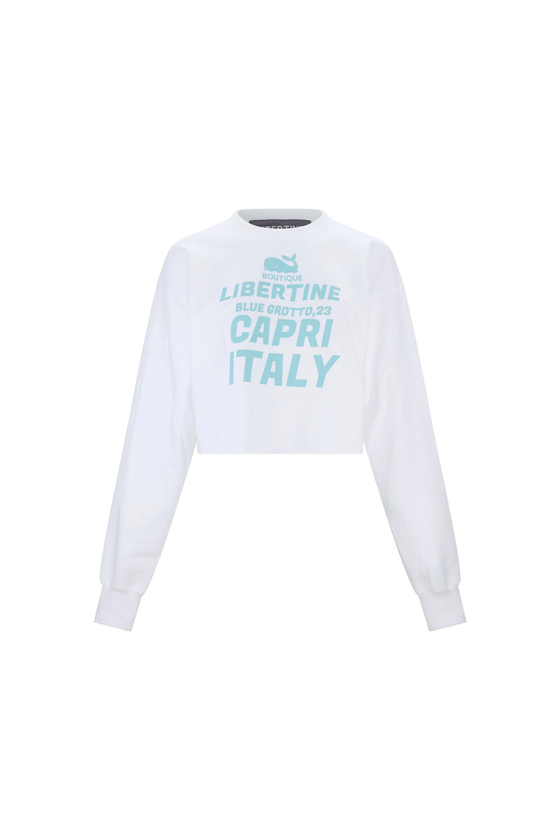 'OTW TO CAPRI' CROPPED CREWNECK SWEATSHIRT - - Libertine