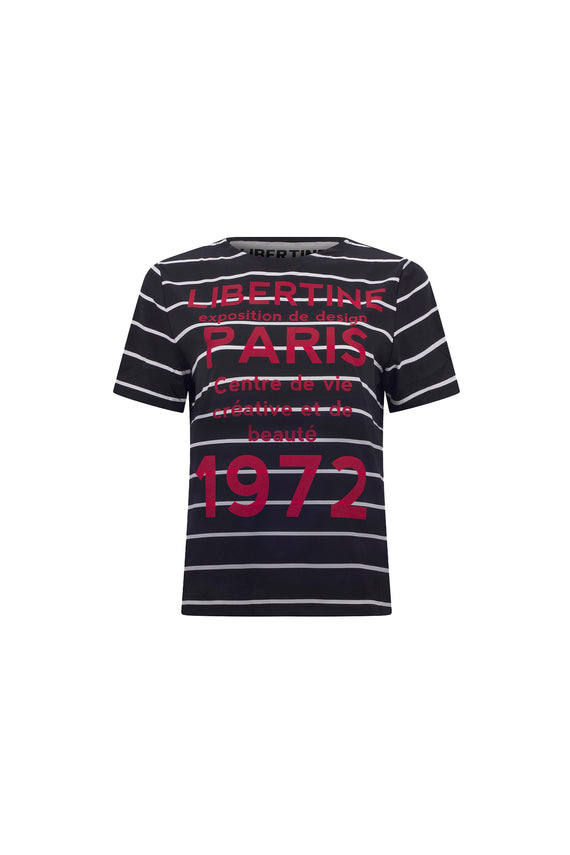 '1972 PARIS' BLACK SHORT SLEEVE T SHIRT - - Libertine - Main image