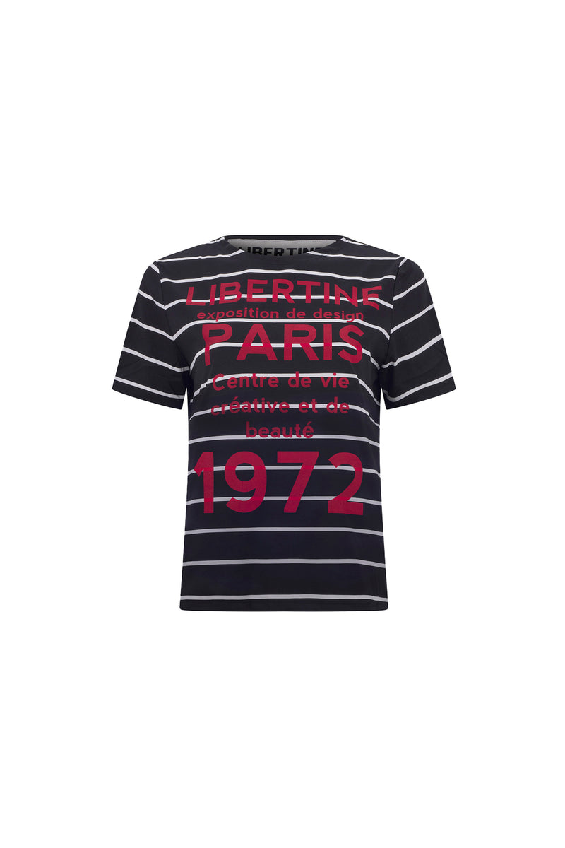 '1972 PARIS' BLACK SHORT SLEEVE T SHIRT - - Libertine