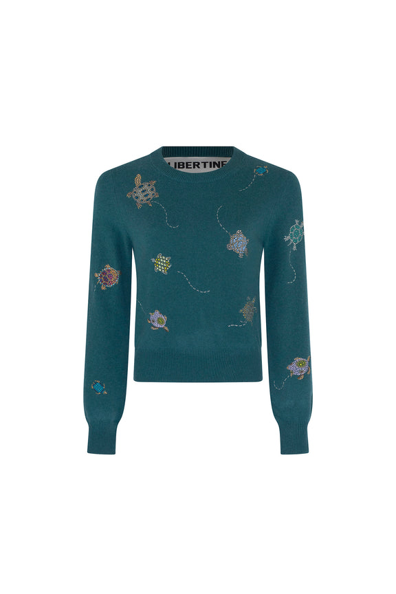 'TURTLE TIME' SHRUNKEN PULLOVER SWEATER - - Libertine