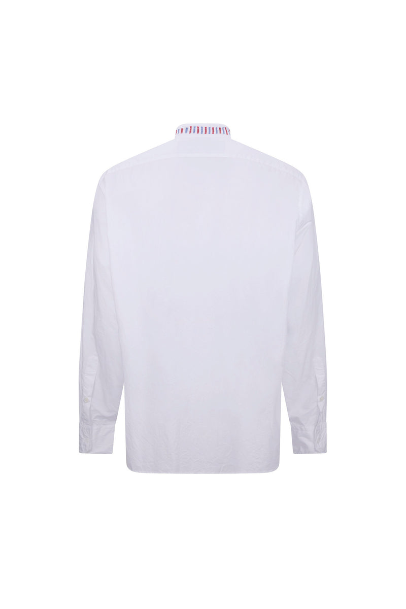 'STRIPE SKULLS' DECONSTRUCTED COLLARLESS CLASSIC SHIRT WITH TIE - - Libertine