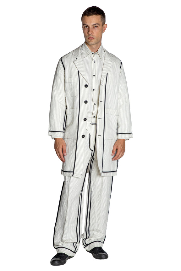 'SUMMER PINSTRIPE' INSIDE OUT LAB COAT - - Libertine