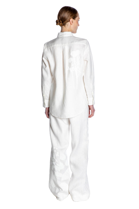 'WHITE ON WHITE HAND SILK SCREEN' NEW CLASSIC SHIRT - - Libertine