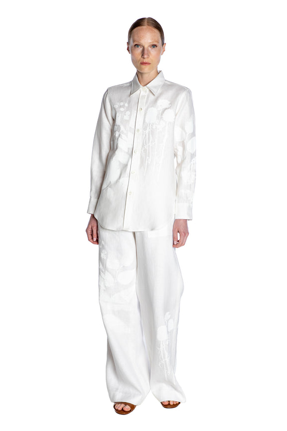 'WHITE ON WHITE HAND SILK SCREEN' NEW CLASSIC SHIRT - - Libertine