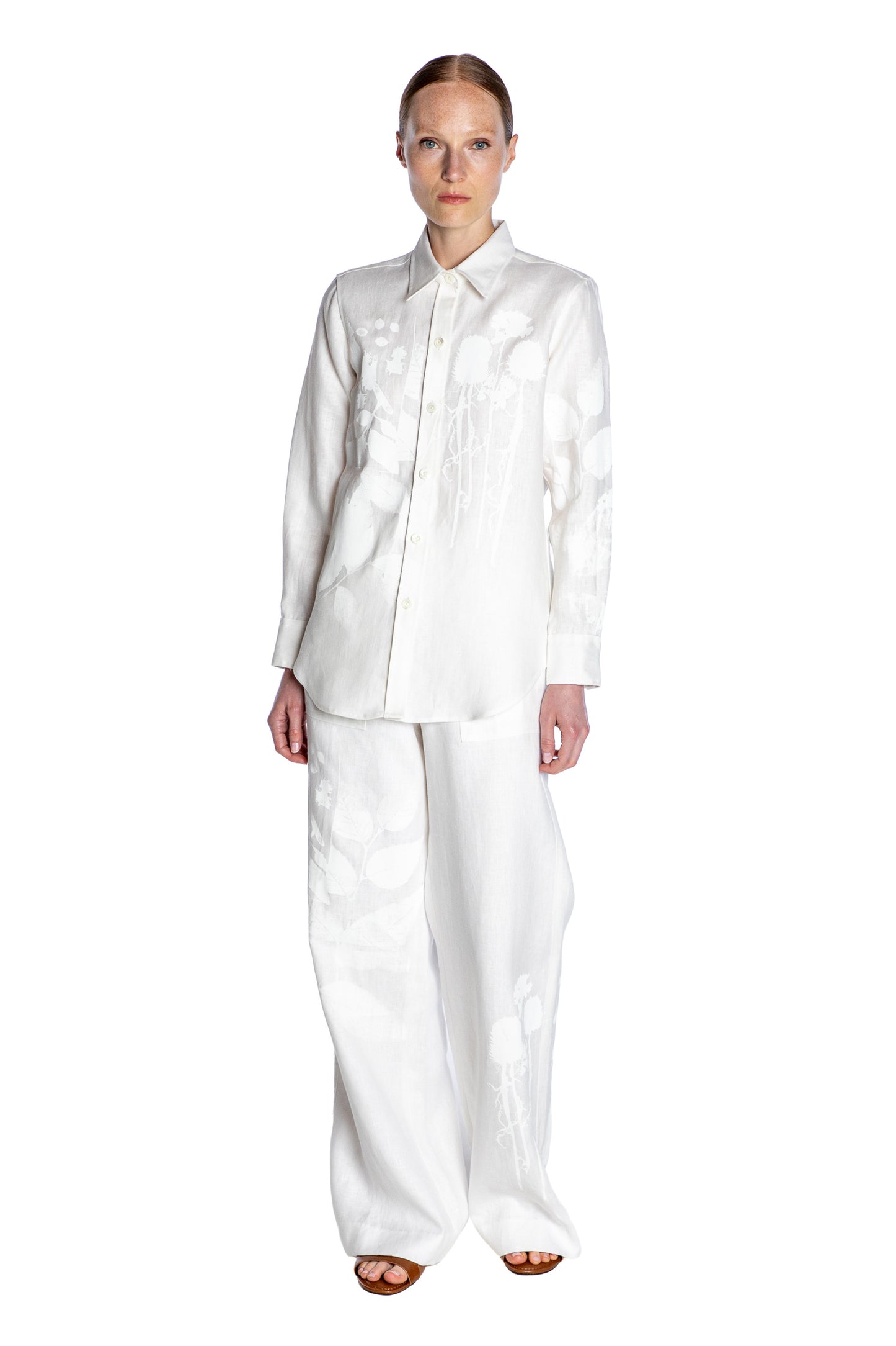 'WHITE ON WHITE HAND SILK SCREEN' NEW CLASSIC SHIRT - - Libertine