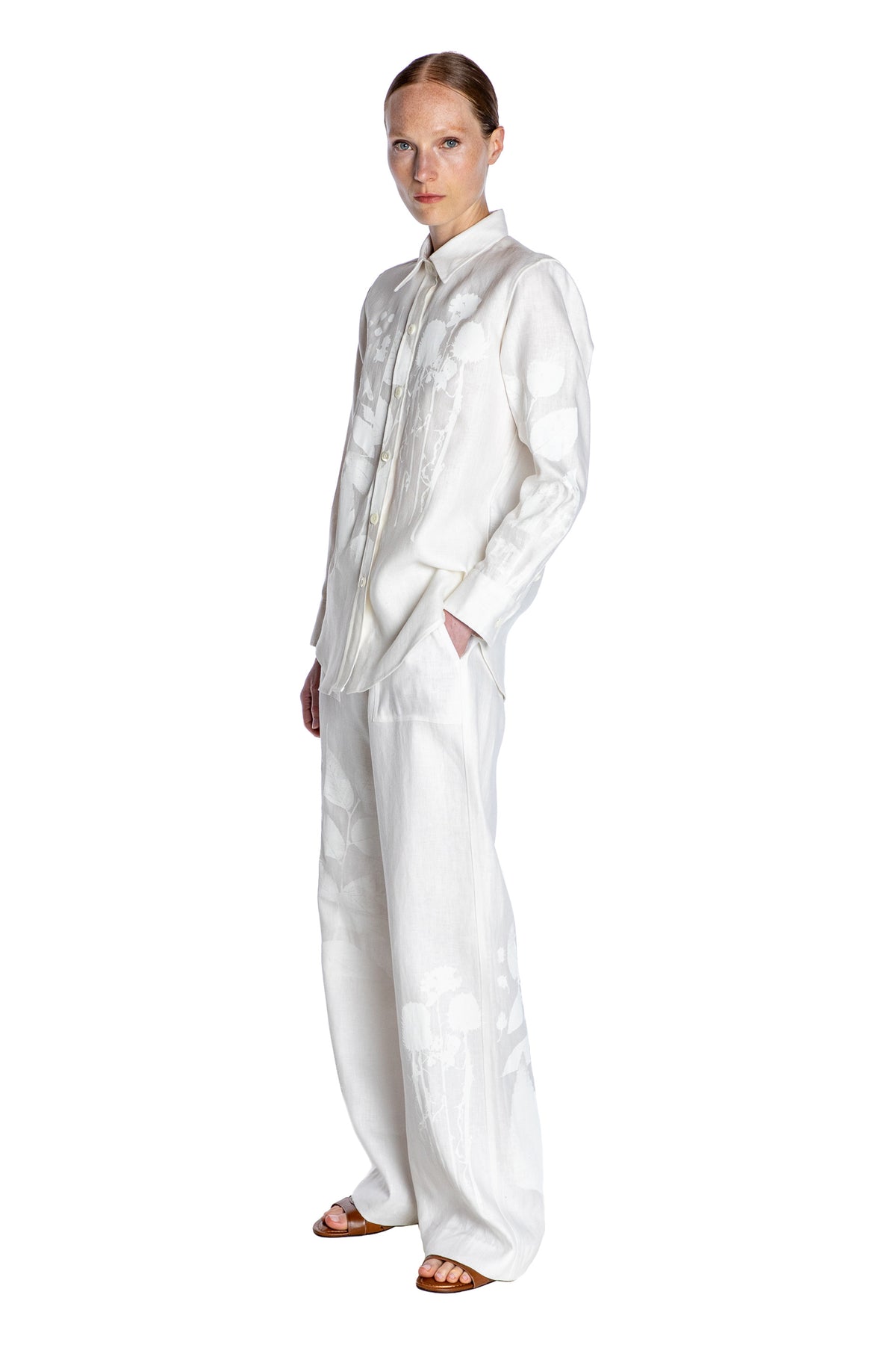 'WHITE ON WHITE HAND SILK SCREEN' NEW CLASSIC SHIRT - - Libertine