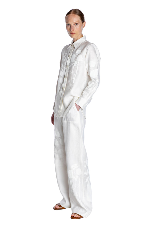 'WHITE ON WHITE HAND SILK SCREEN' NEW CLASSIC SHIRT - - Libertine