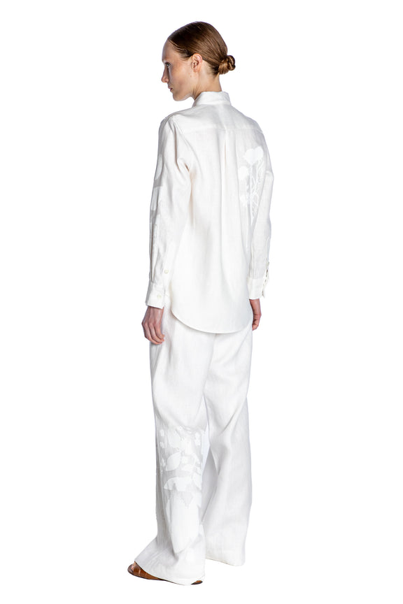 'WHITE ON WHITE HAND SILK SCREEN' NEW CLASSIC SHIRT - - Libertine