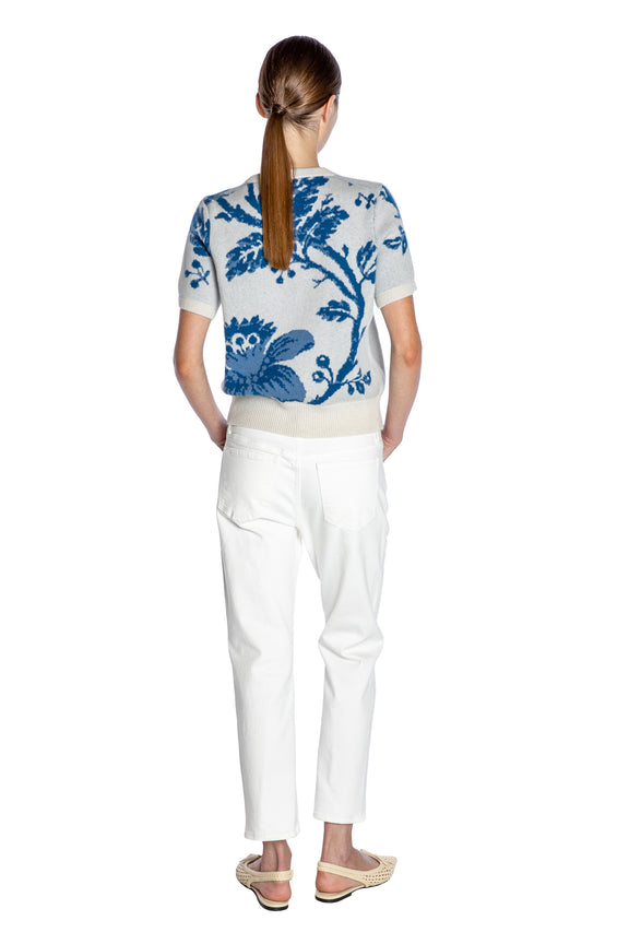 'OVERSIZED BLUE FLORAL' SHORT SLEEVE PULLOVER - - Libertine