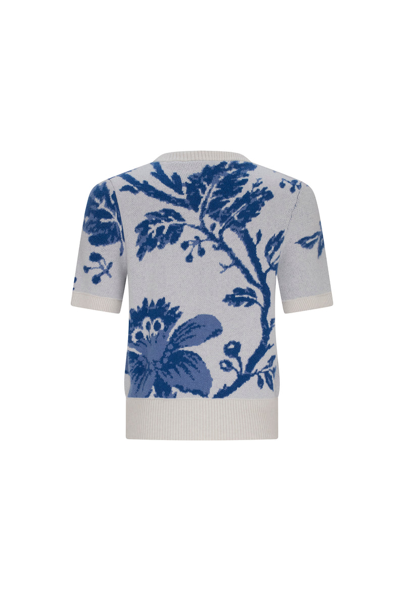 'OVERSIZED BLUE FLORAL' SHORT SLEEVE PULLOVER - - Libertine