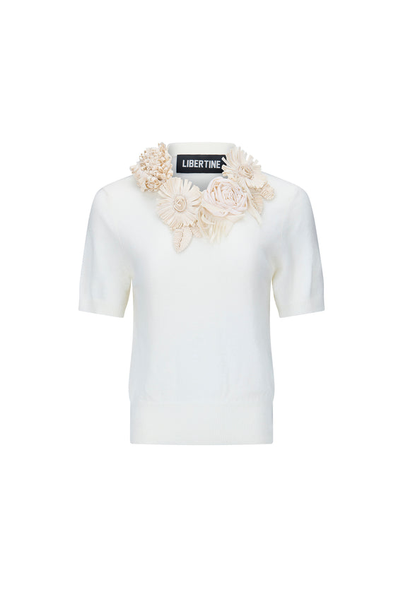 'FABRIC FLOWERS' SHORT SLEEVE PULLOVER - - Libertine - Main image
