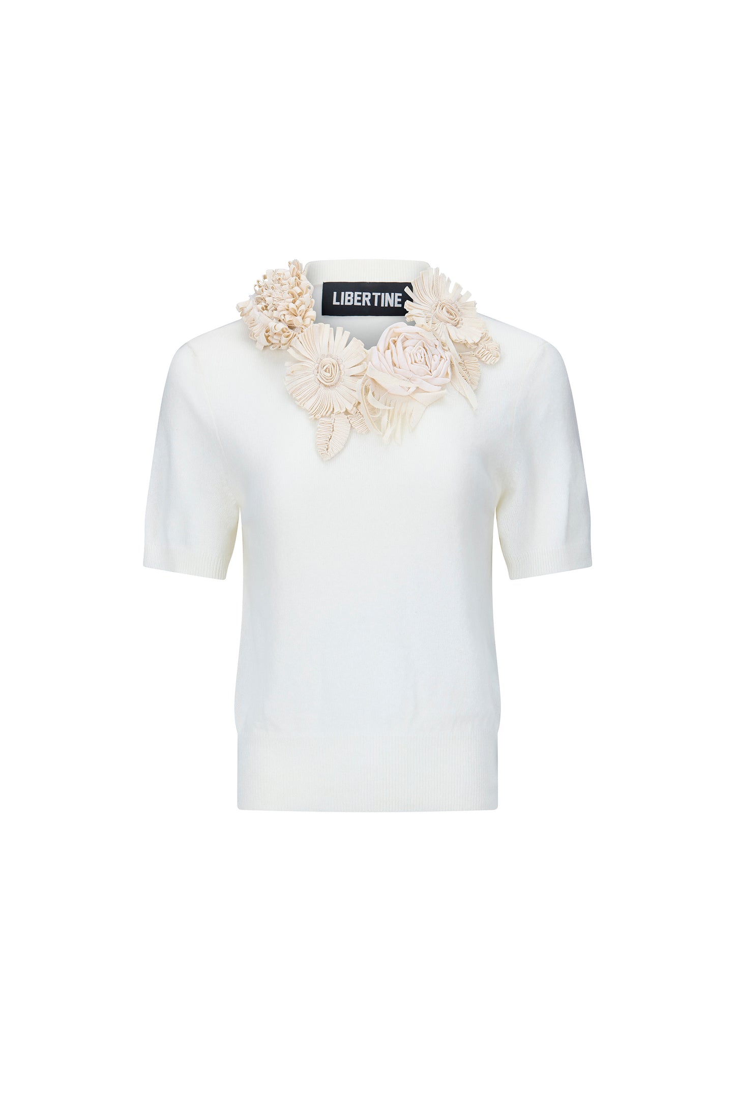 'FABRIC FLOWERS' SHORT SLEEVE PULLOVER - - Libertine