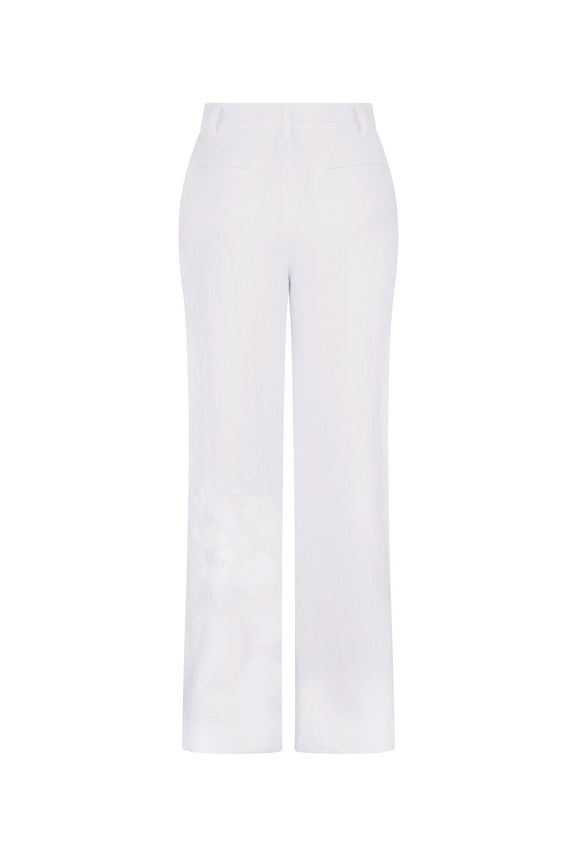 'WHITE ON WHITE HAND SILK SCREEN' SAILOR PANT - - Libertine