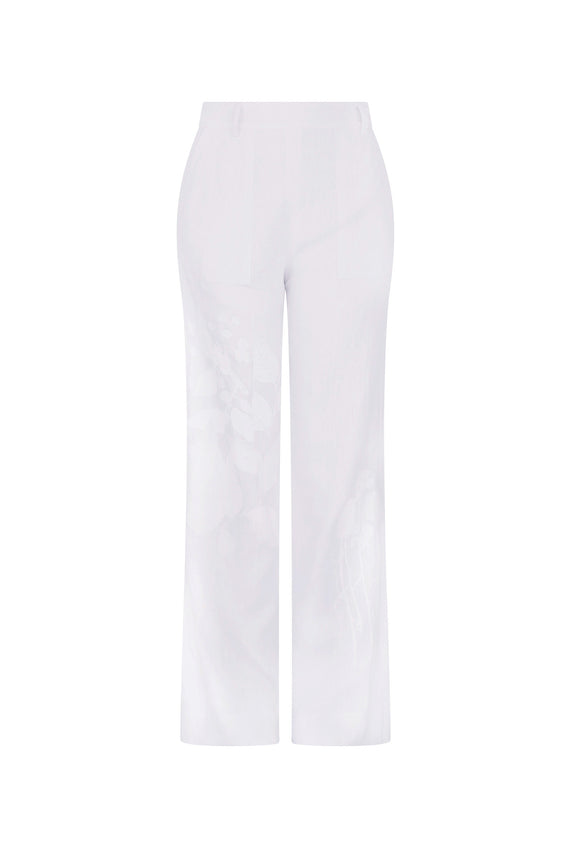 'WHITE ON WHITE HAND SILK SCREEN' SAILOR PANT - - Libertine - Main image