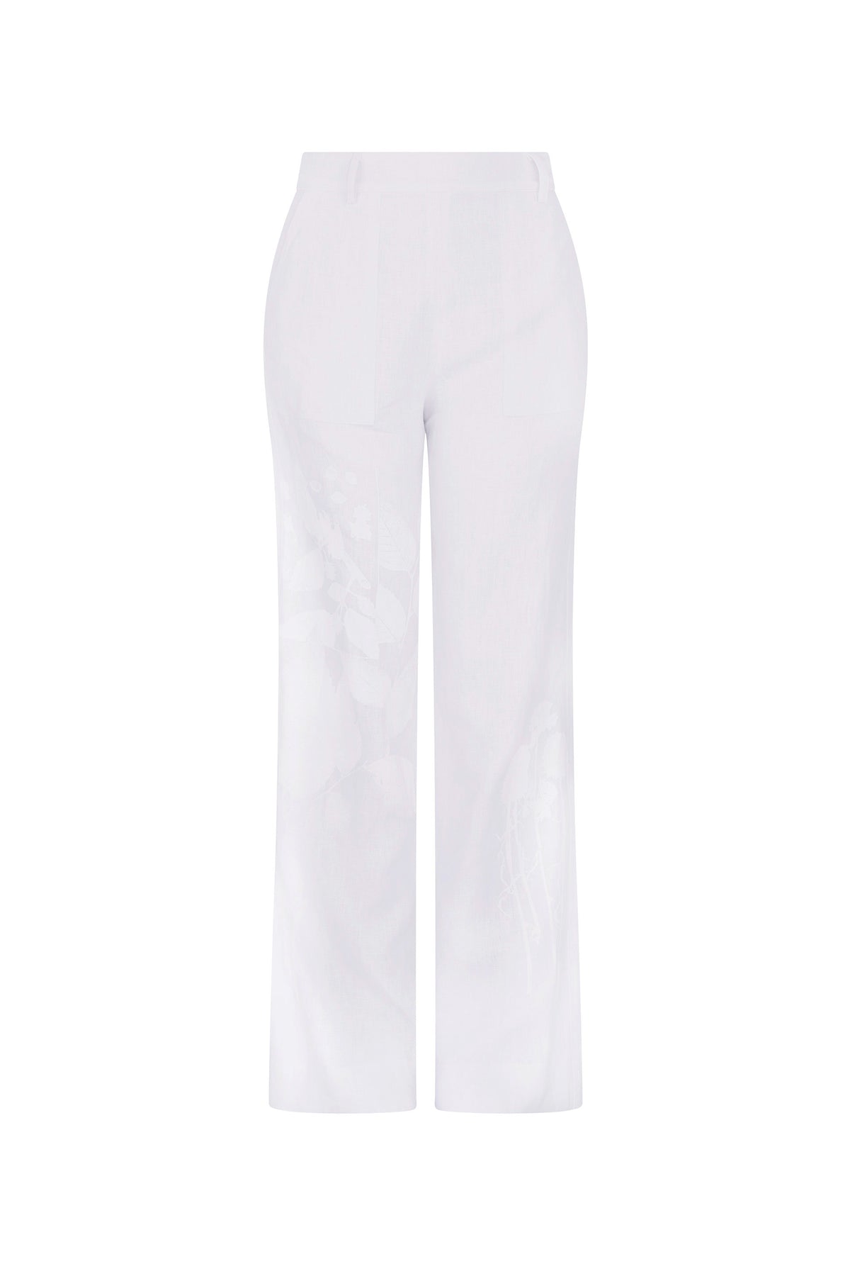 'WHITE ON WHITE HAND SILK SCREEN' SAILOR PANT - - Libertine