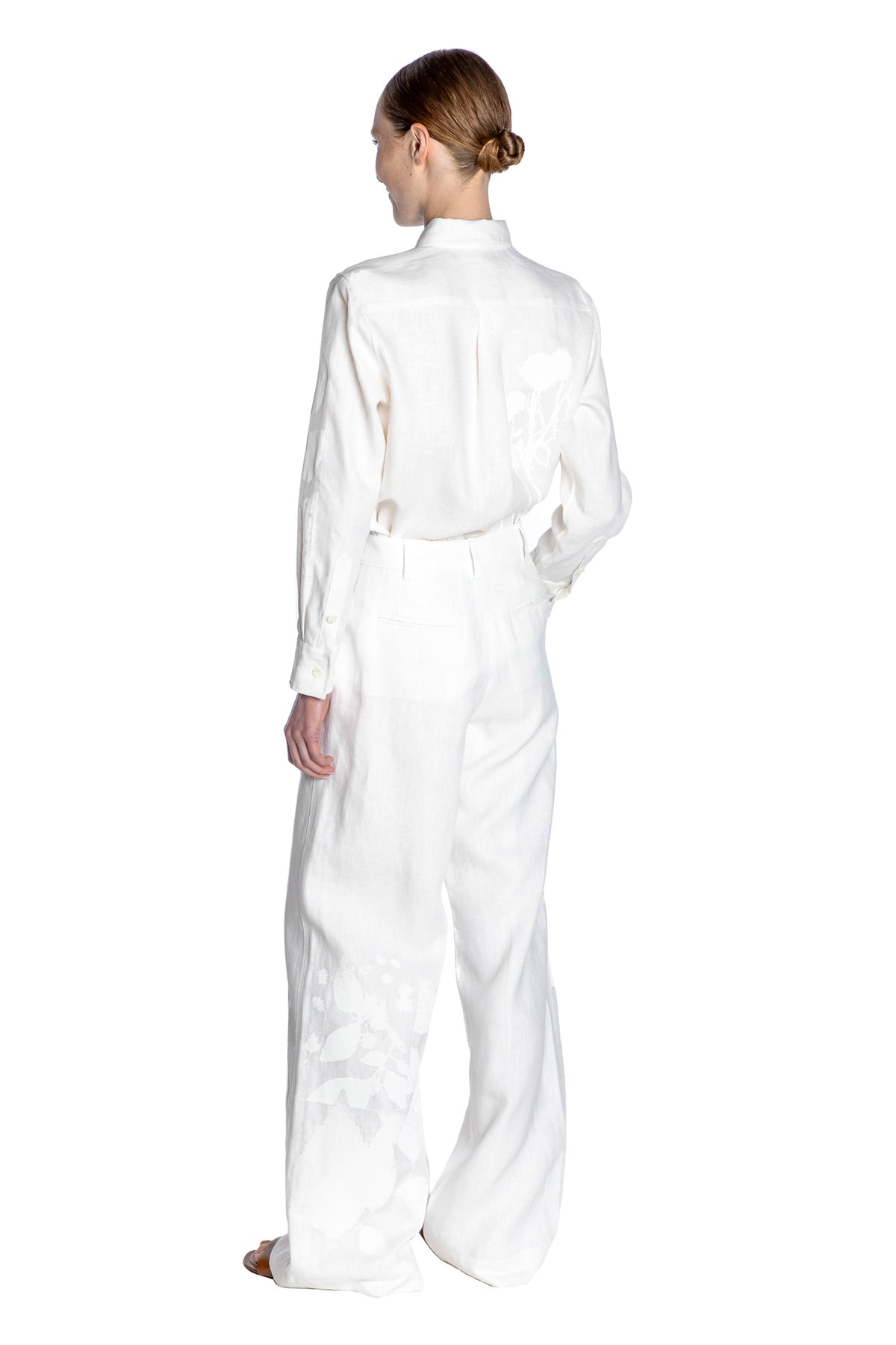 'WHITE ON WHITE HAND SILK SCREEN' SAILOR PANT - - Libertine