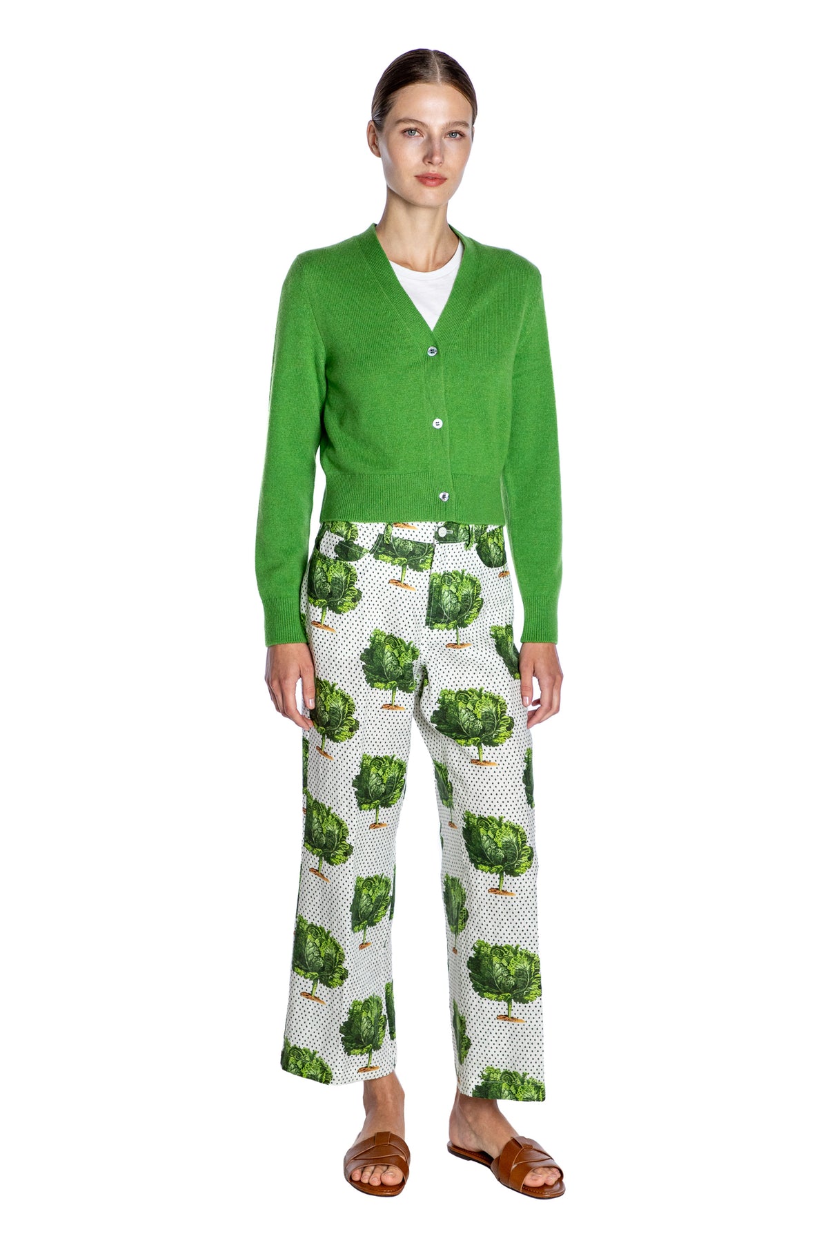 'LETTUCE DANCE TO THE BEET' CROPPED WIDE LEG PANT - - Libertine