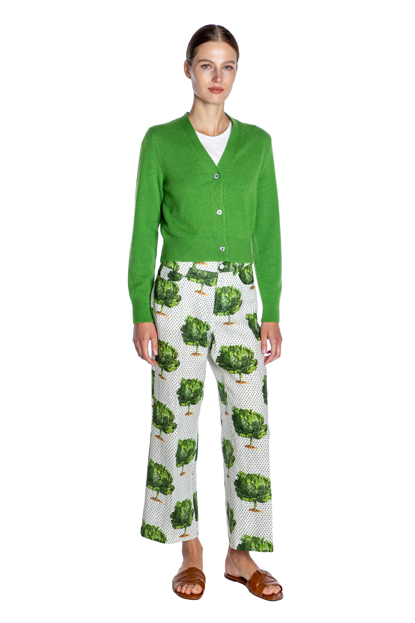 'LETTUCE DANCE TO THE BEET' CROPPED WIDE LEG PANT - - Libertine
