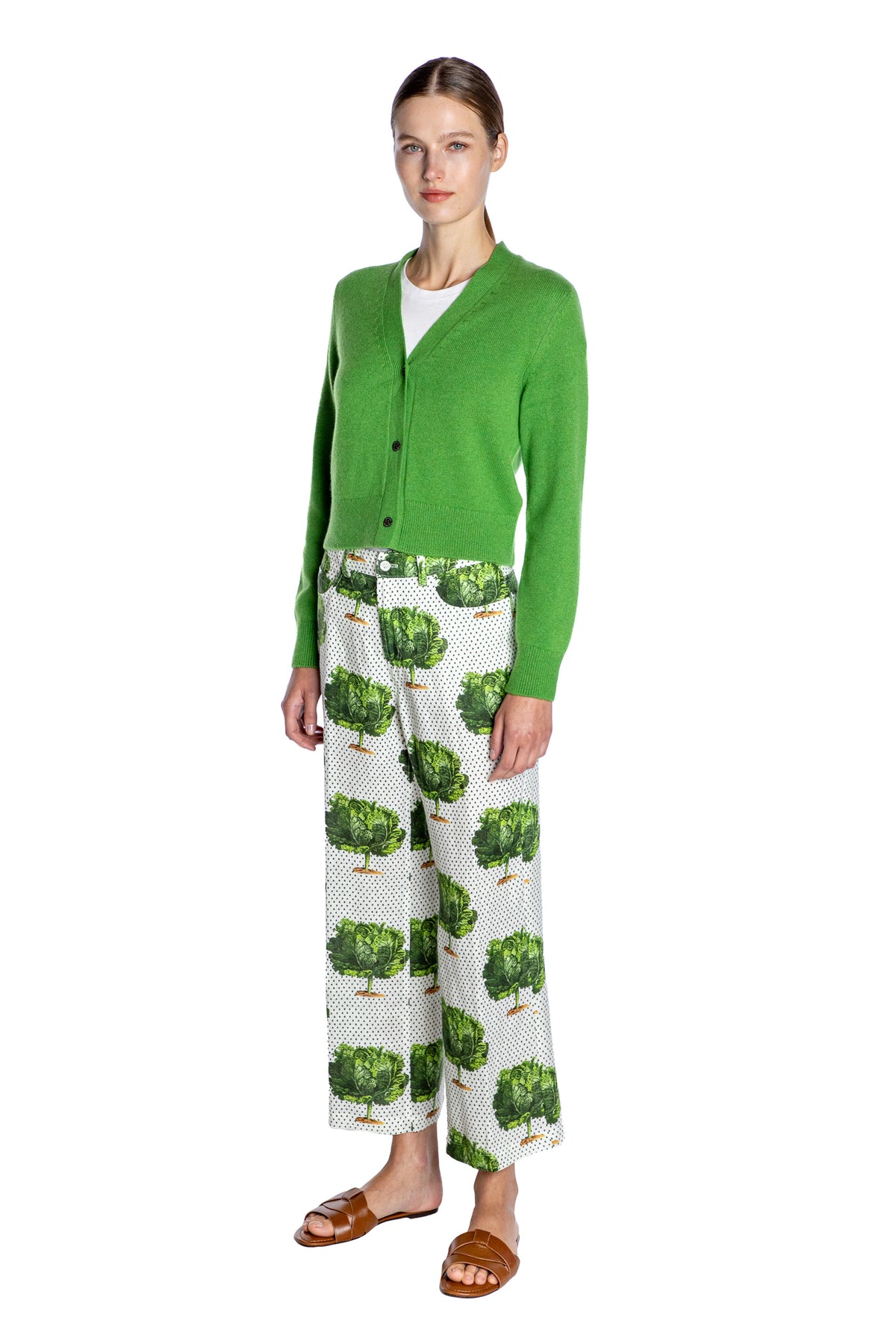 'LETTUCE DANCE TO THE BEET' CROPPED WIDE LEG PANT - - Libertine