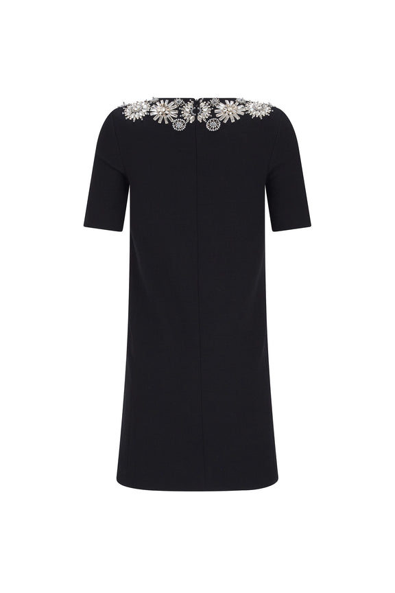 'FLOWER COLLAR' SHORT SLEEVE SHIFT DRESS - - Libertine