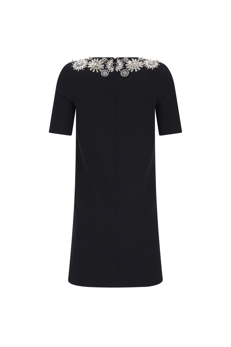 'FLOWER COLLAR' SHORT SLEEVE SHIFT DRESS - - Libertine
