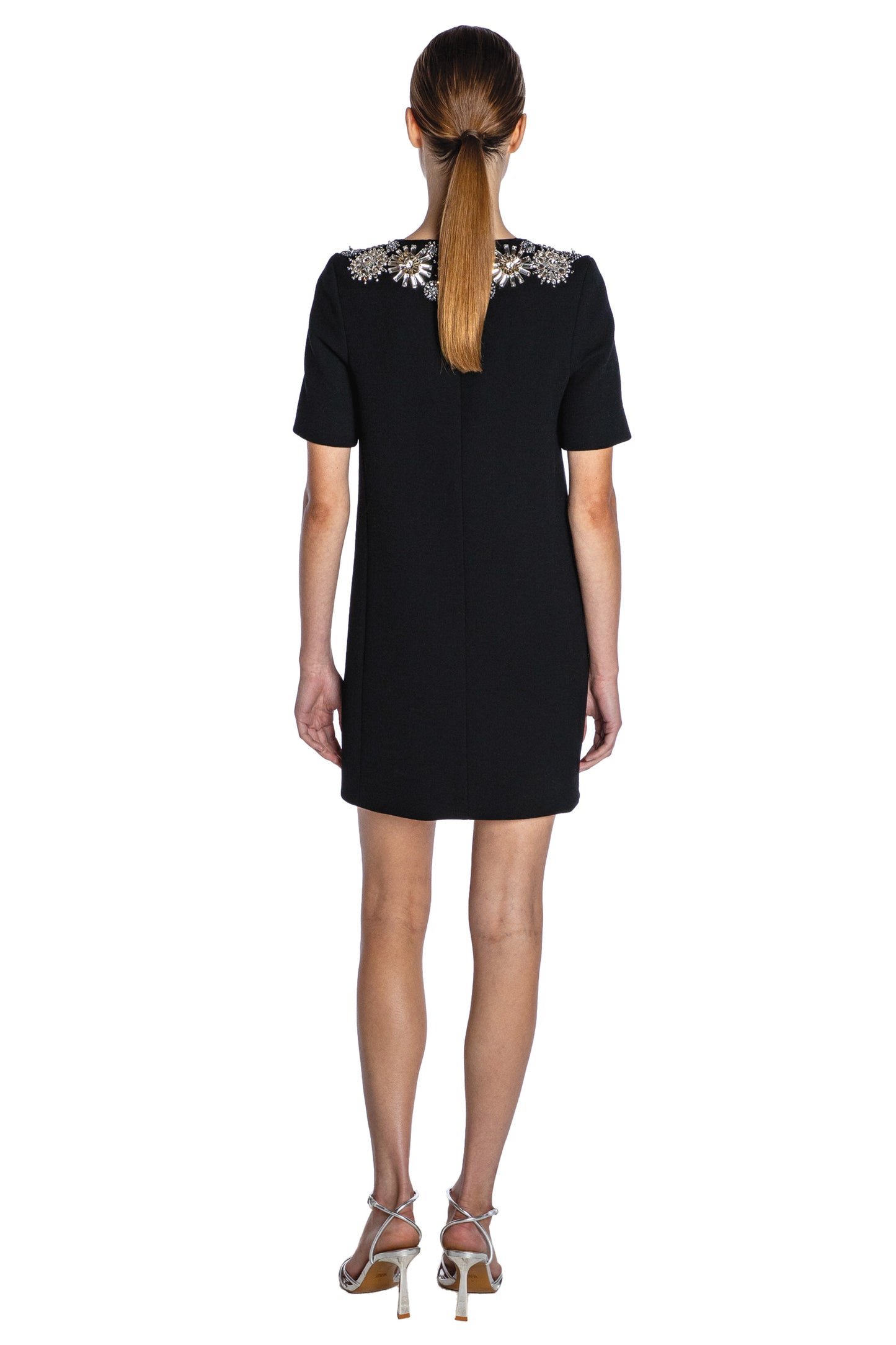 'FLOWER COLLAR' SHORT SLEEVE SHIFT DRESS - - Libertine
