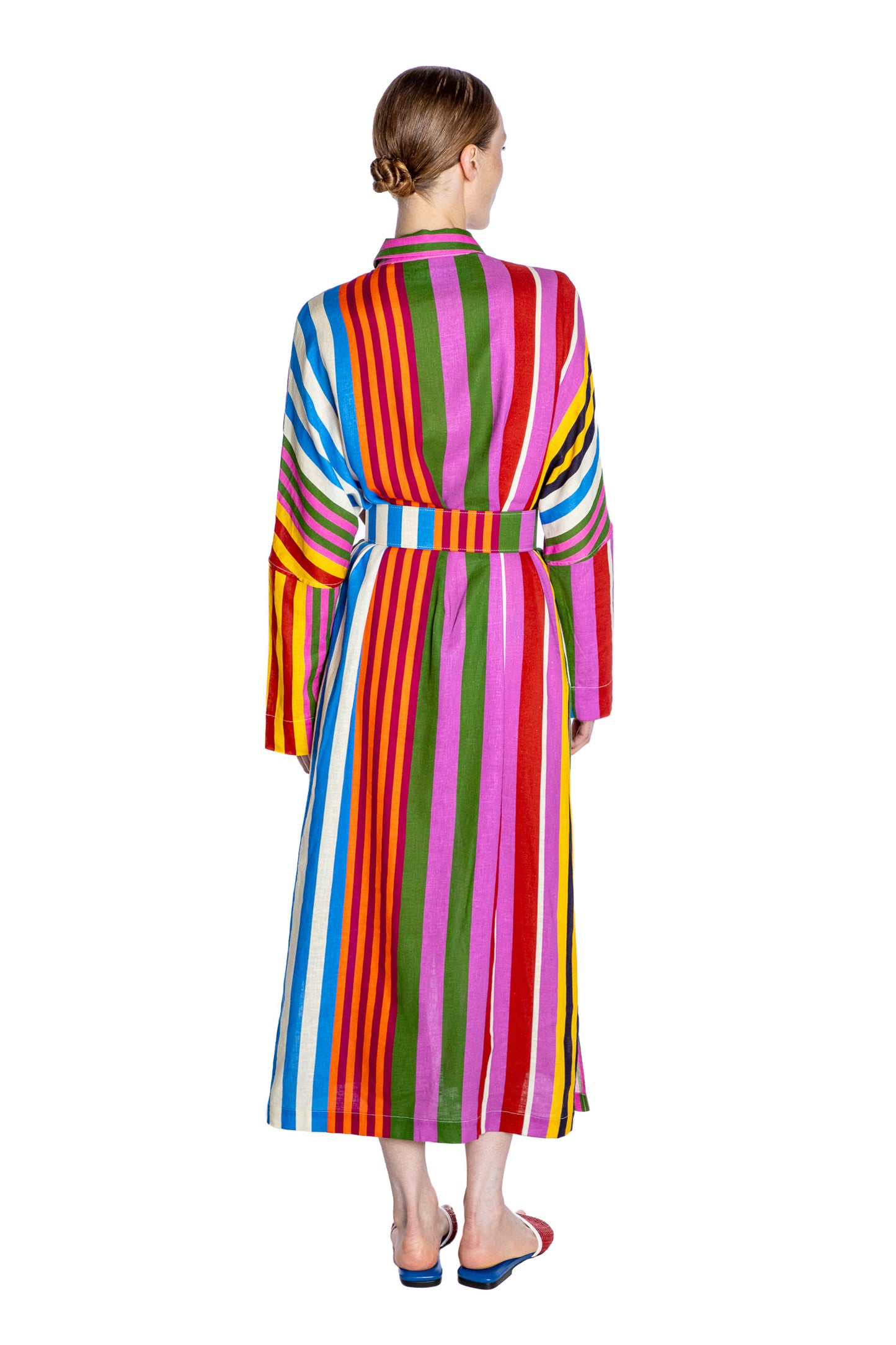 'TANGIER STRIPE' BELTED BUTTON DOWN SHIRT DRESS - - Libertine