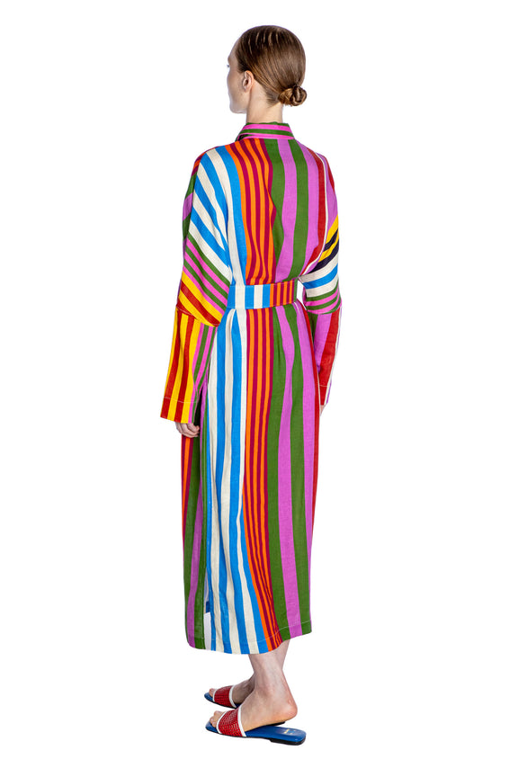 'TANGIER STRIPE' BELTED BUTTON DOWN SHIRT DRESS - - Libertine