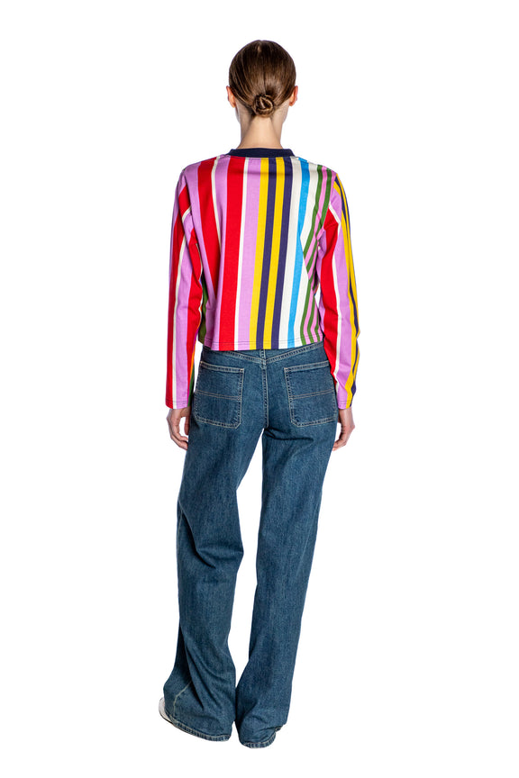 'TANGIER STRIPE' CROPPED LONG SLEEVE T SHIRT - - Libertine
