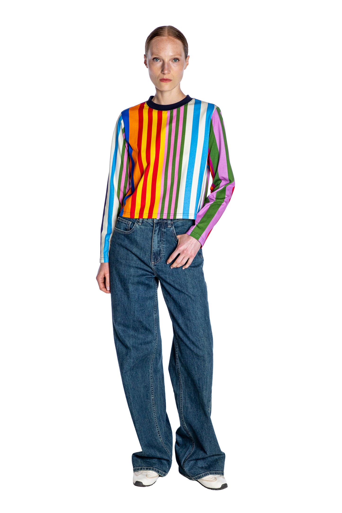 'TANGIER STRIPE' CROPPED LONG SLEEVE T SHIRT - - Libertine