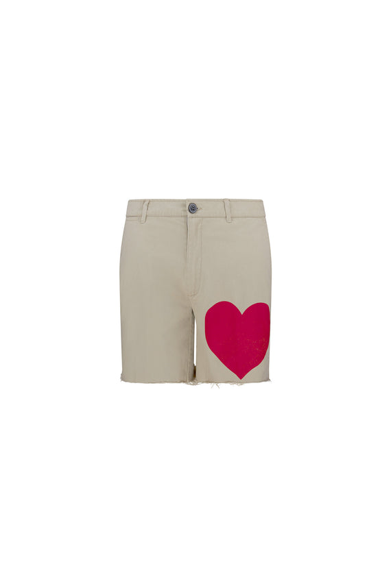 'PINKY RED HEARTS' MENS CUT OFF SHORTS - - Libertine - Main image