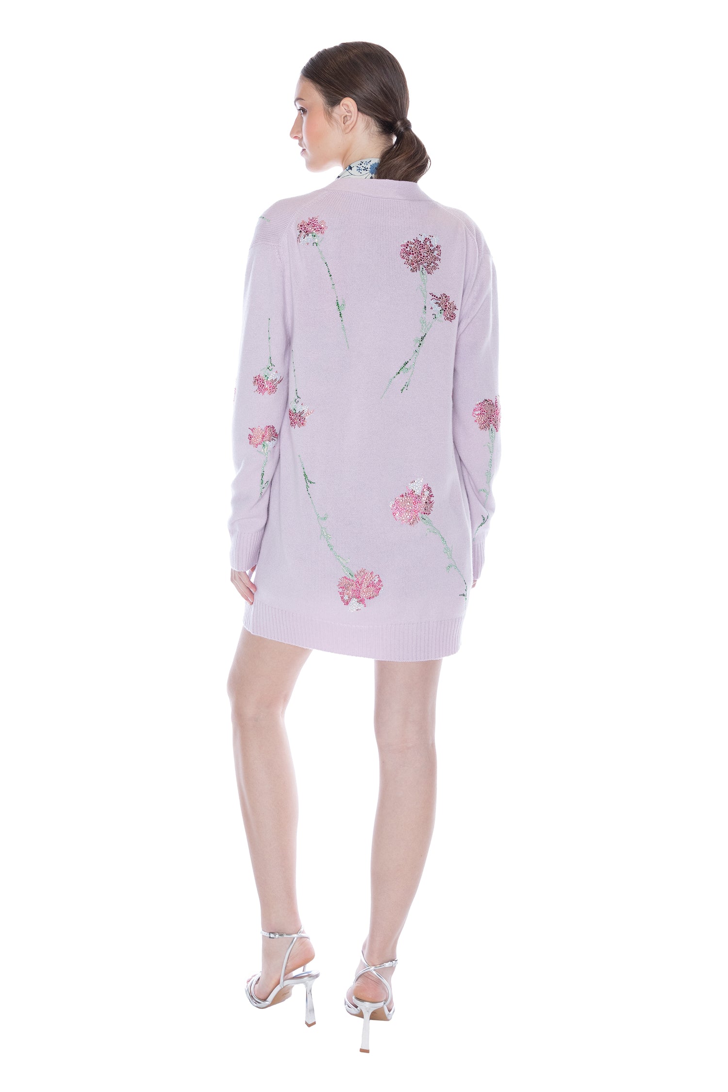 'CECIL BEATON PINK CARNATION' LILAC OVERSIZED CARDIGAN -  - Libertine