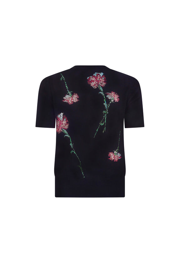 'CECIL BEATON PINK CARNATION' SHORT SLEEVE PULLOVER - - Libertine