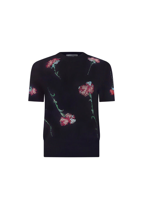 'CECIL BEATON PINK CARNATION' SHORT SLEEVE PULLOVER - - Libertine