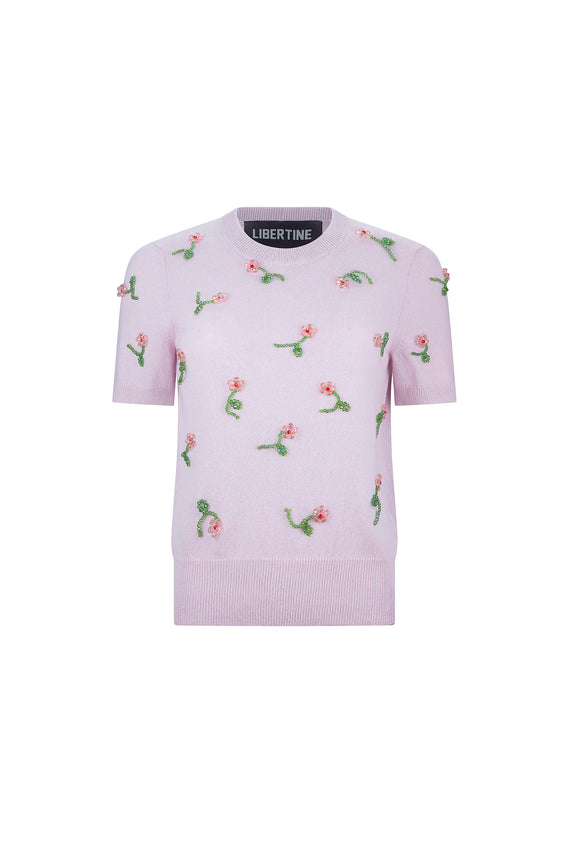 'GLASS FLOWERS' SHORT SLEEVE PULLOVER - - Libertine - Main image