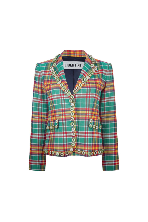 'PLAID BUTTONS' L/S SHORT JACKET - - Libertine - Main image