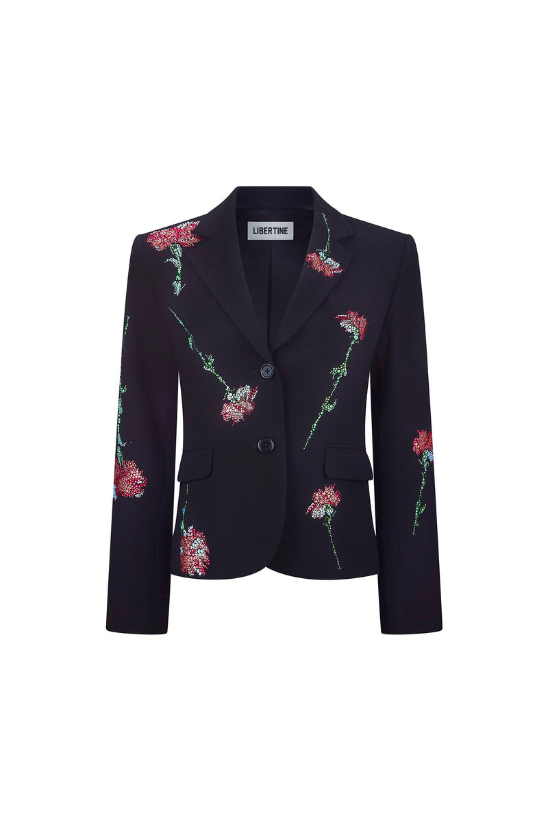 'CECIL BEATON PINK CARNATION' CRYSTAL L/S SHORT JACKET - - Libertine