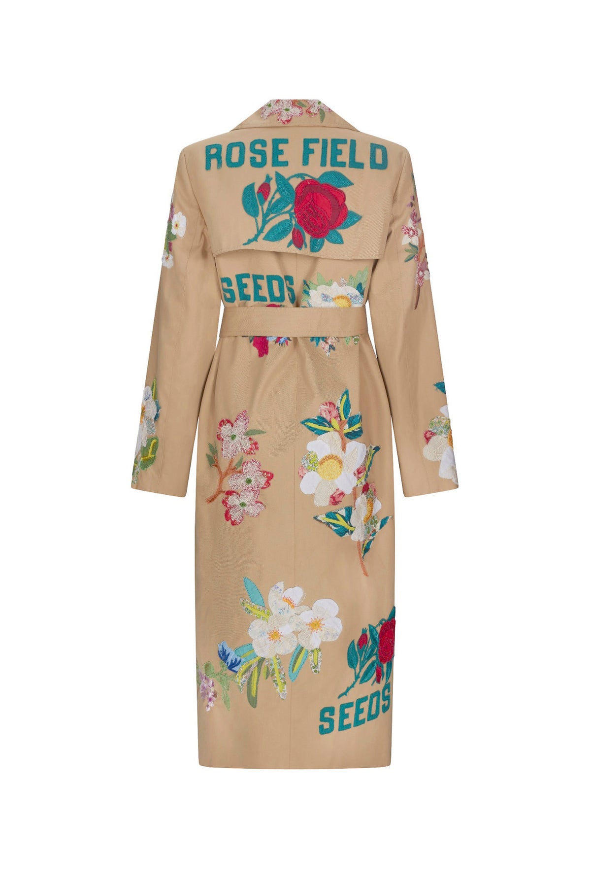 'HAND QUILTED FLORAL' LONG LEAN TRENCH - - Libertine