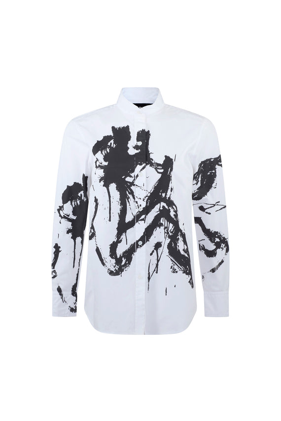 'NEO-EXPRESSIONISM' WHITE DECONSTRUCTED CLASSIC SHIRT - - Libertine - Main image